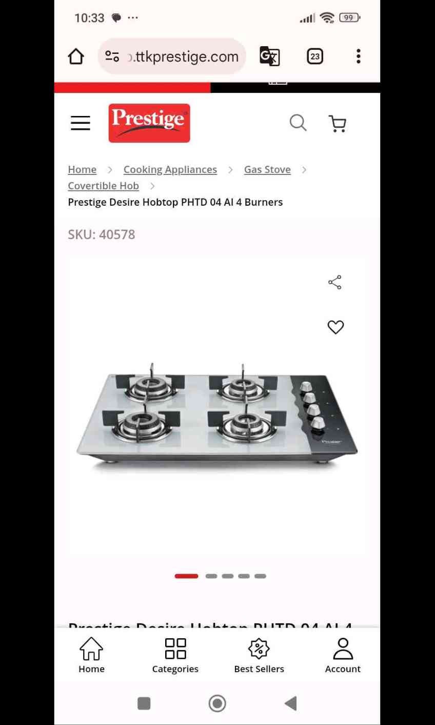 Prestige Hob Top Auto ignition 4 burner