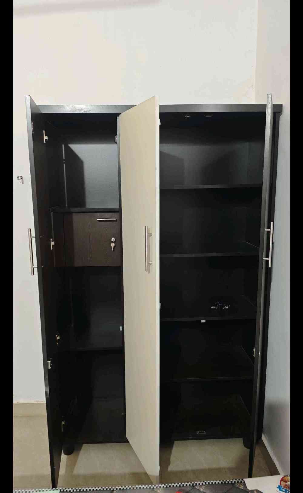 Spacious 3-Door Wardrobe with Locker