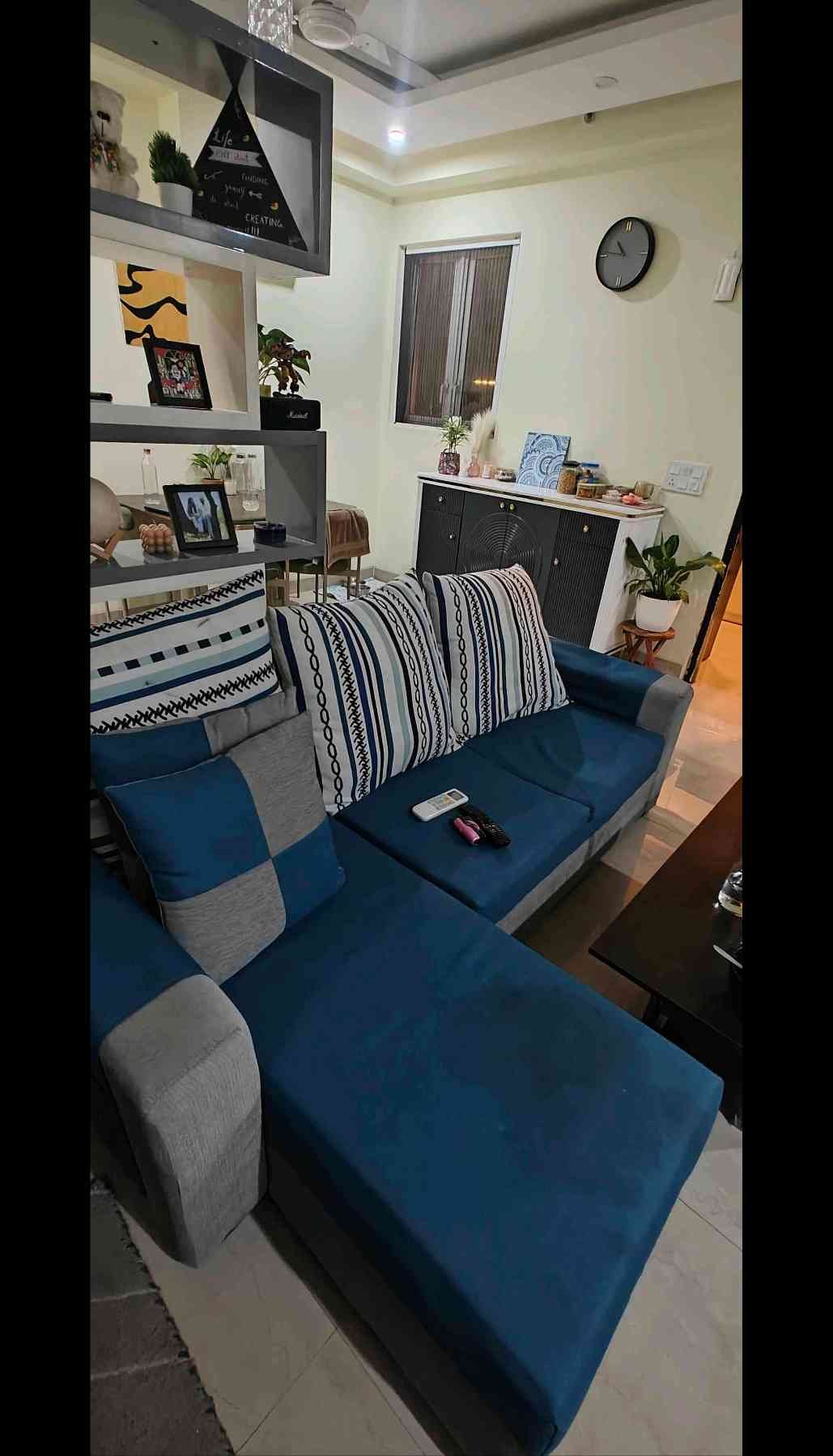 Urgent Sale: 4-Seater L-Shape Sofa (Blue & Grey)