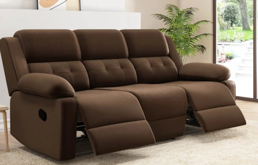 Derik 3 Seater Fabric Recliner Sofa