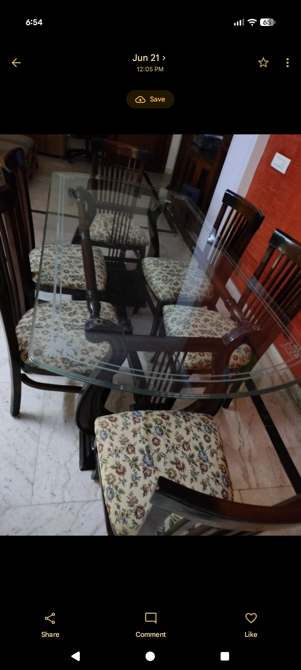 Glass-Top 6-Seater Dining Table Set | Southwest Delhi Pickup